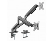 Arm for 2 monitors 17--32- - Gembird MA-DA2-05, Steel (1.35 mm), Gas spring 2-9 kg per display, VESA 75/100, arm rotates, extends and retracts, tilts to change reading angles, and allows to rotate display from landscape-to-portrait mode, space grey
